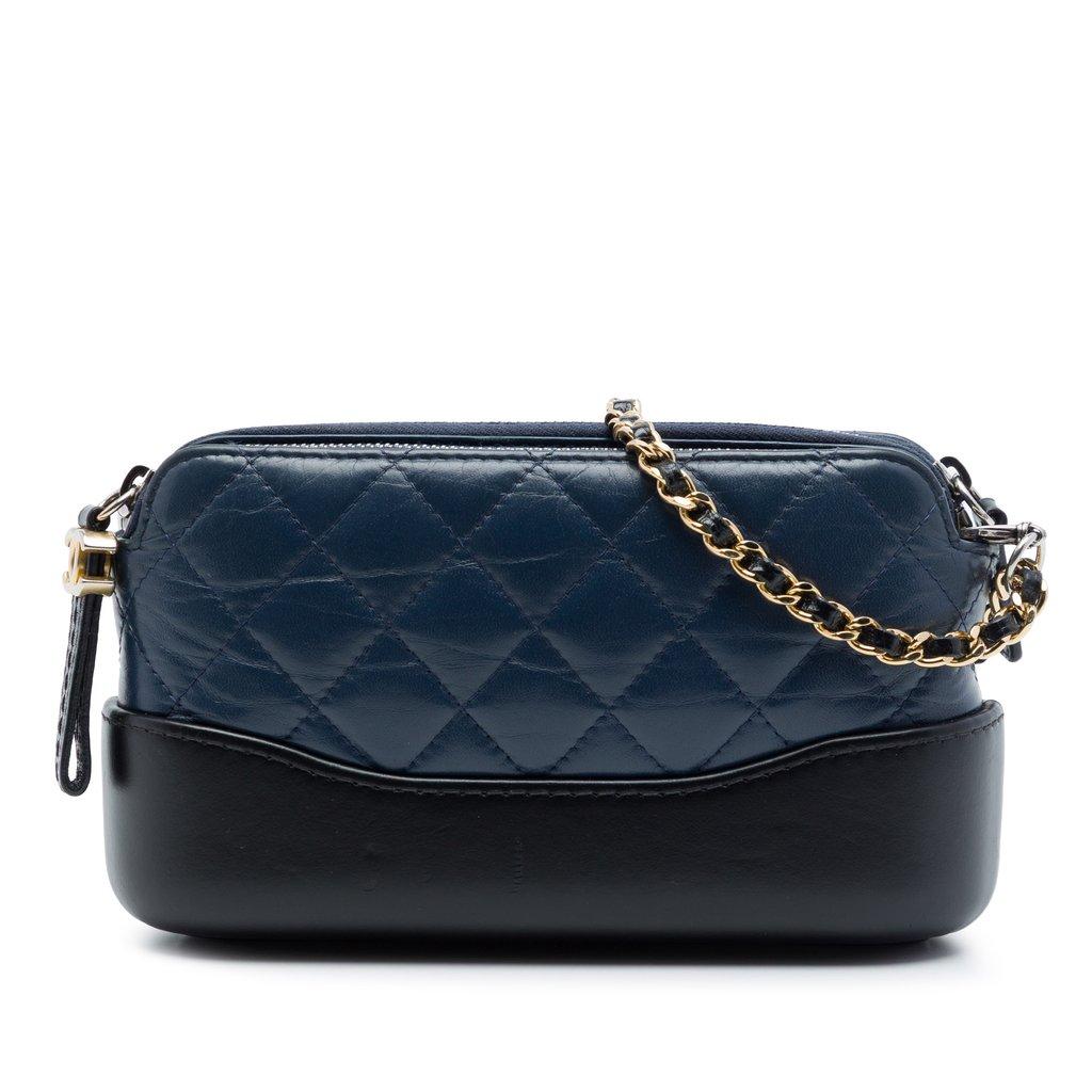 Chanel Bicolor Aged Calfskin Gabrielle Double Zip Clutch with Chain