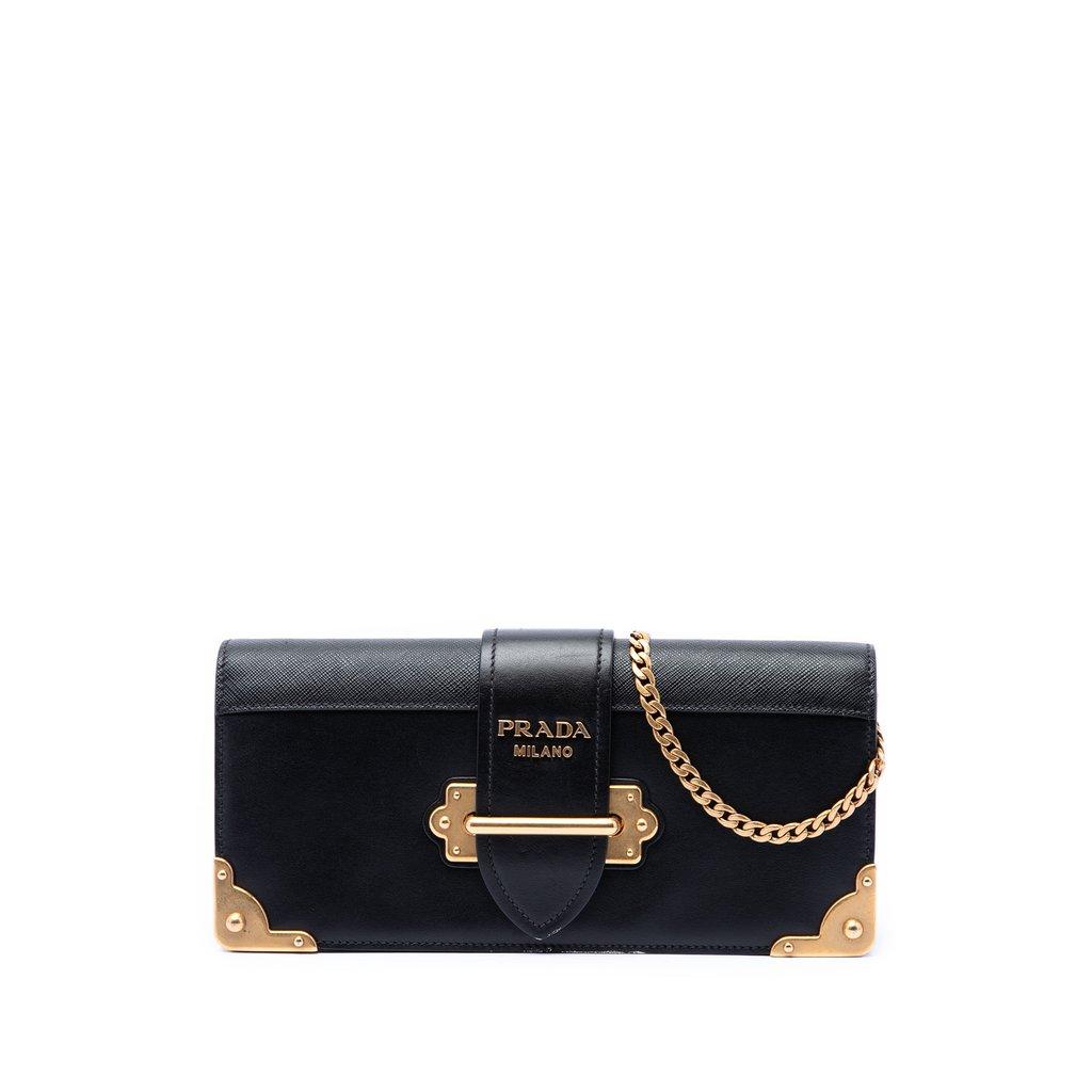 Prada City Calf and Saffiano Cahier Chain Clutch
