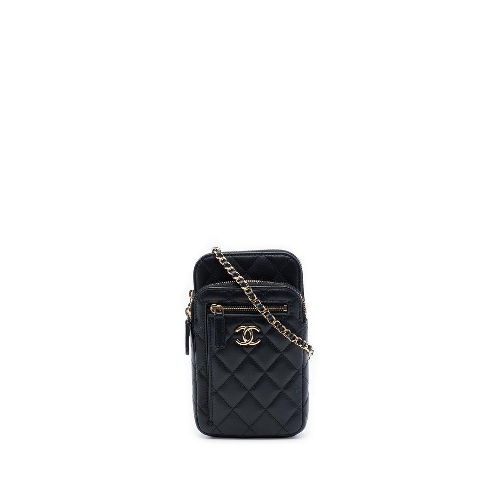 Chanel CC Quilted Lambskin Phone Holder With Chain