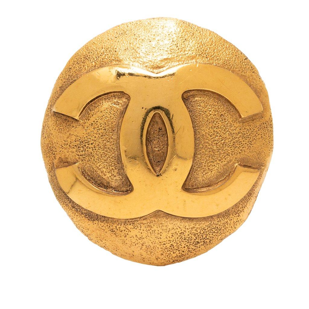Chanel CC Gold Plated Round Brooch