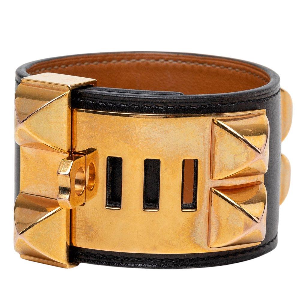 Hermès Swift and Gold Plated Collier de Chien Bracelet S