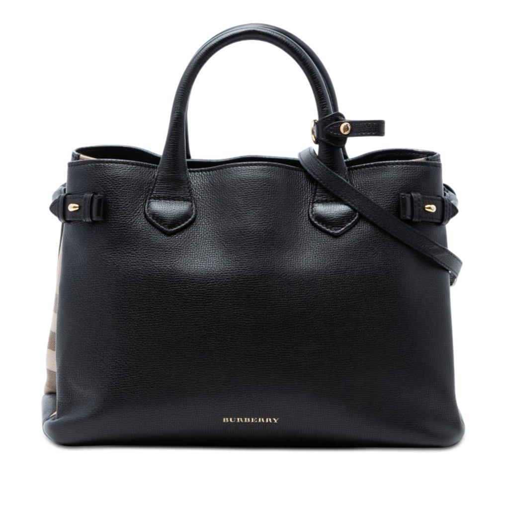 Burberry Medium Leather and House Check Banner Satchel