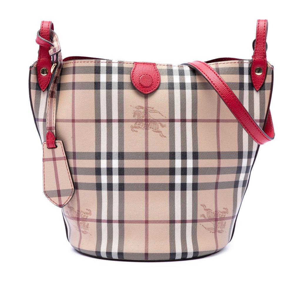 Burberry Haymarket Check Coated Canvas Lorne Bucket Bag