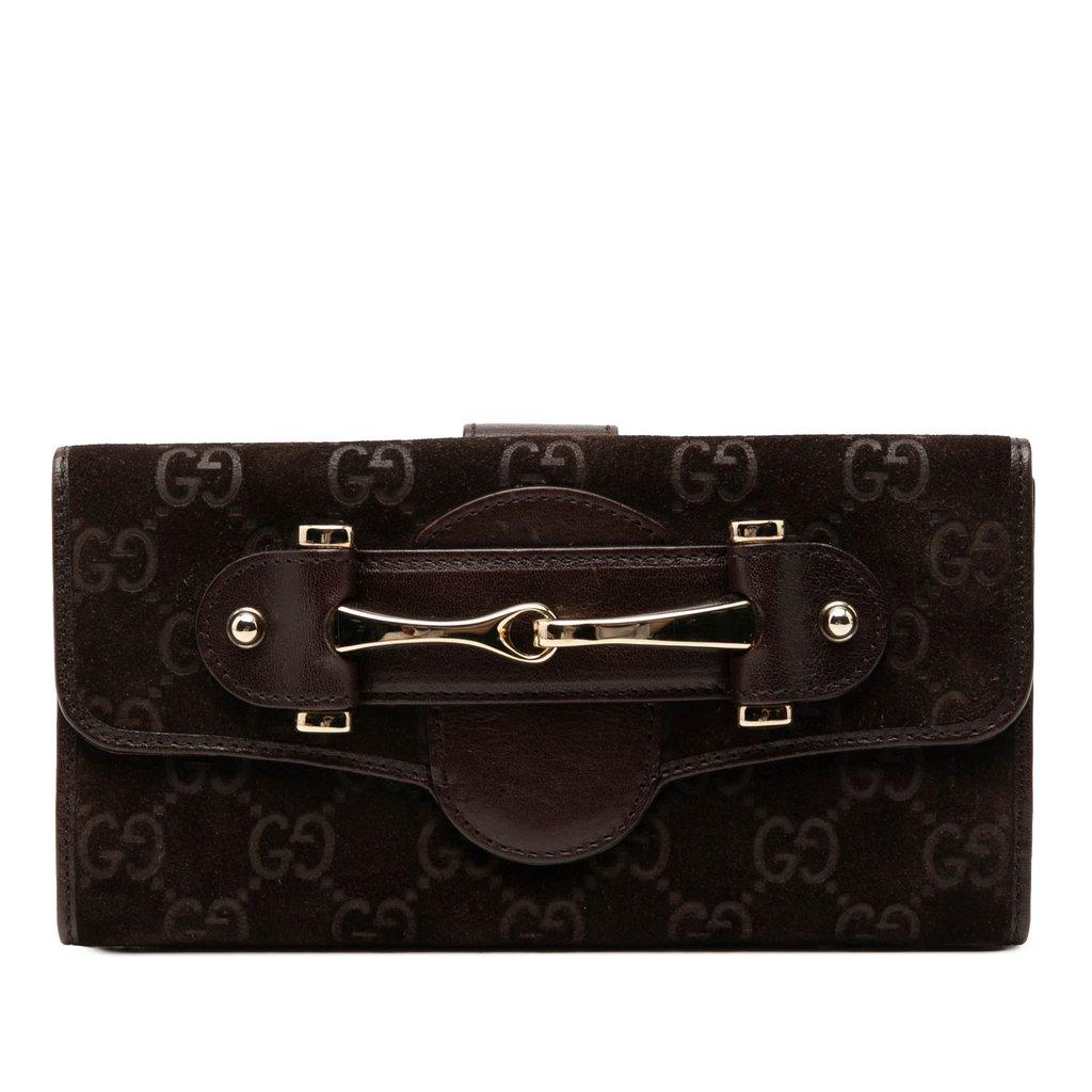 Gucci GG Suede Pelham Continental Long Wallet