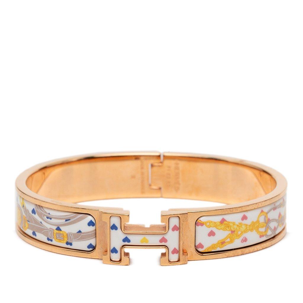 Hermès Narrow Enamel Brides de Gala Love Clic H Bracelet PM