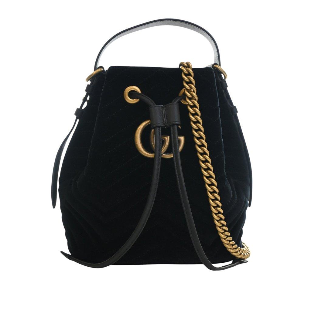 Gucci GG Marmont 2.0 Matelasse Velvet Bucket Bag