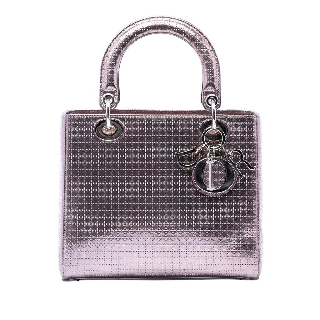 Dior Medium Metallic Patent Microcannage Lady Dior
