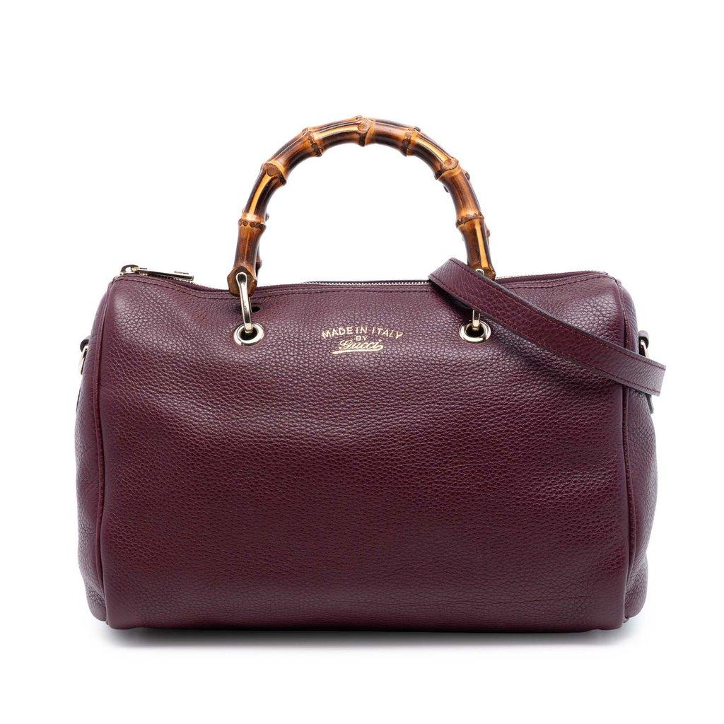 Gucci Medium Calfskin Bamboo Shopper Boston Bag