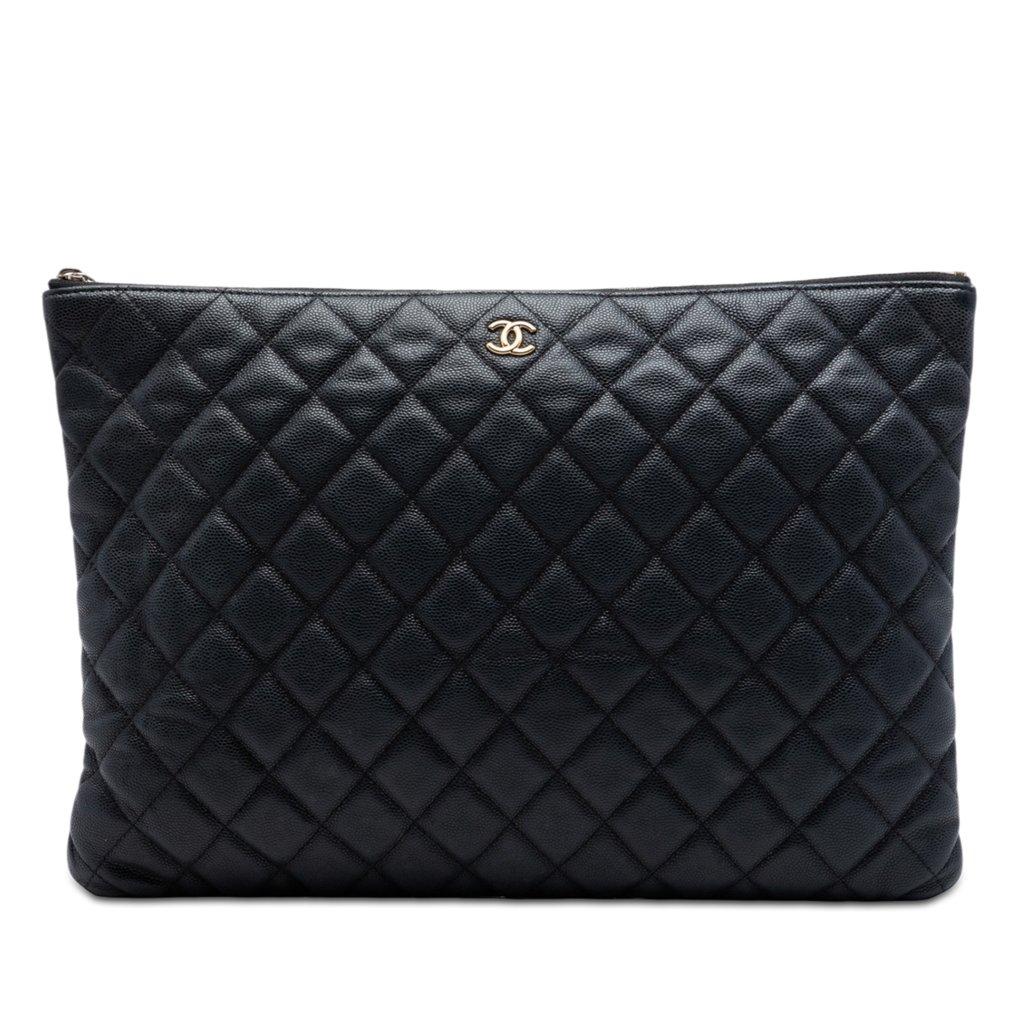 Chanel Large Quilted Caviar O Case Clutch