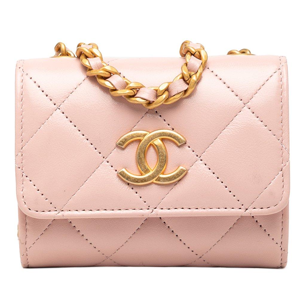 Chanel CC Quilted Lambskin Medallion Clutch With Chain