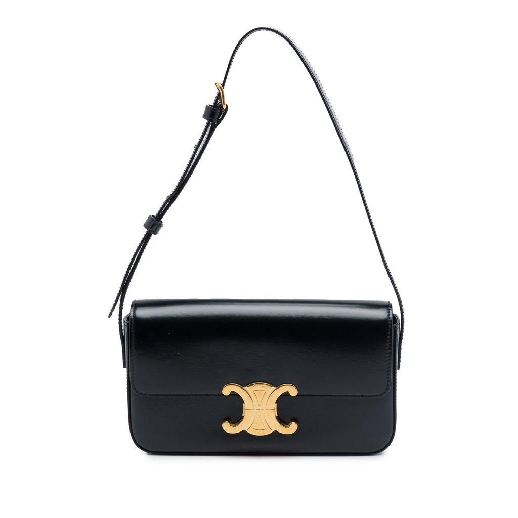 Celine Shiny Calfskin Triomphe Claude Shoulder Bag