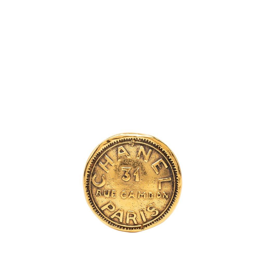 Chanel CC Gold Plated 31 Rue Cambon Brooch