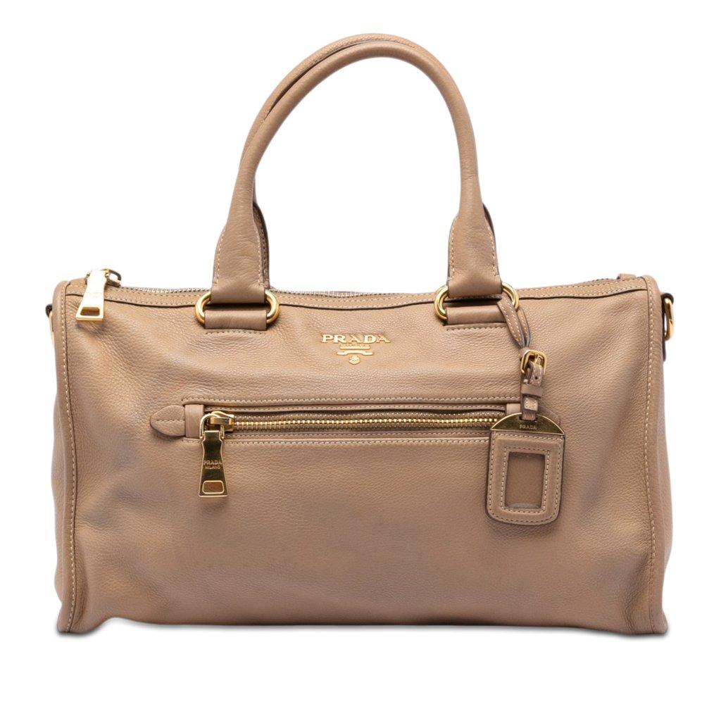 Prada Vitello Daino Zip Top Satchel