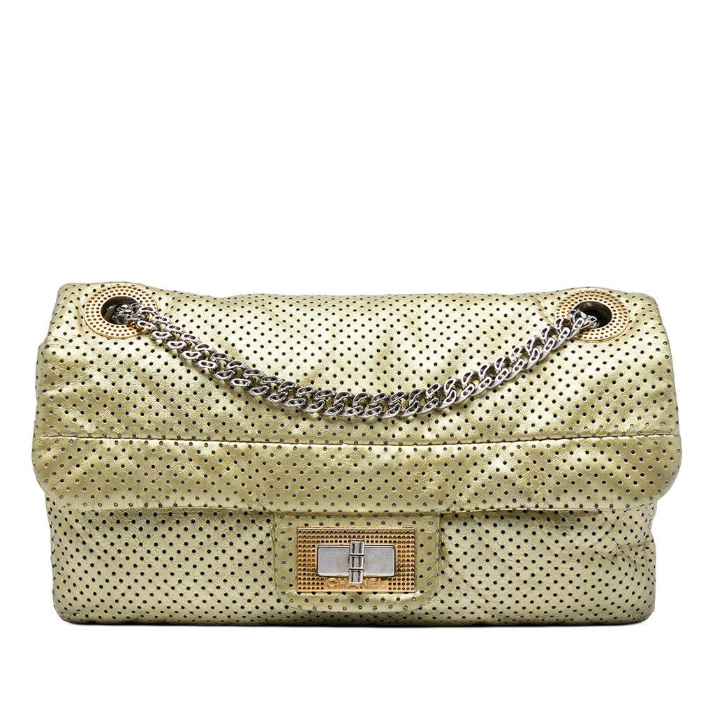 Chanel إصدار جديد من جلد العجل المعدني المثقب 2.55 ذو غطاء مثقوب