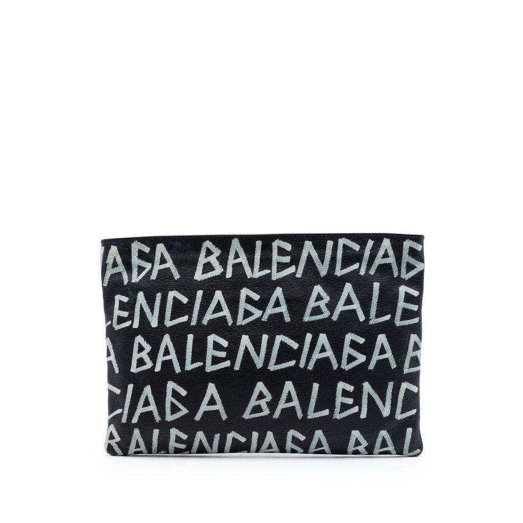 Balenciaga Leather Graffiti Clutch