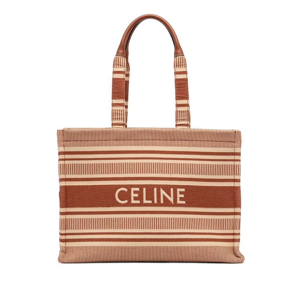 Celine Large Striped Canvas Cabas Thais Tote