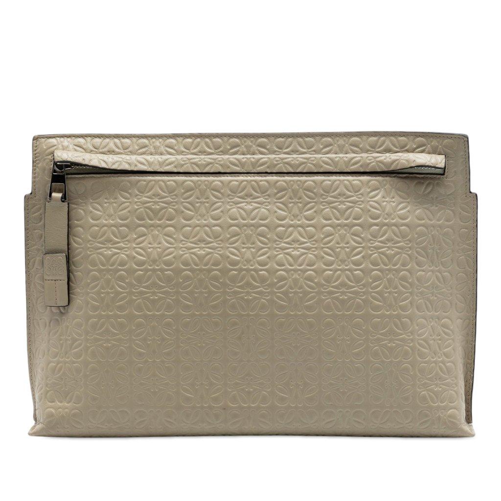 Loewe Embossed Anagram Leather Repeat T Clutch
