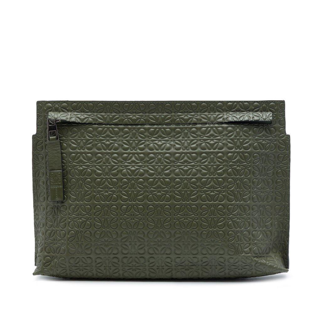 LOEWE Embossed Leather Anagram Repeat T Pouch