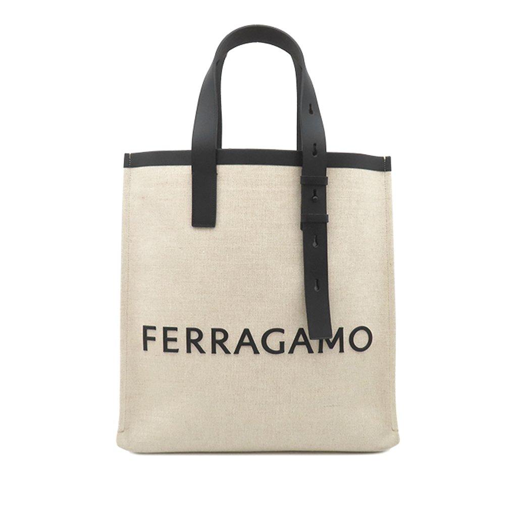 Salvatore Ferragamo Canvas Embossed Logo Signature Tote