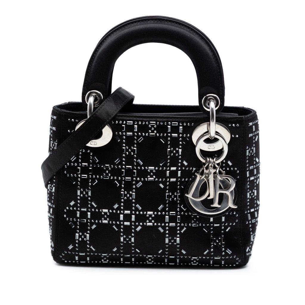 Dior Mini Satin Cannage Strass Crystal Embellished Lady Dior