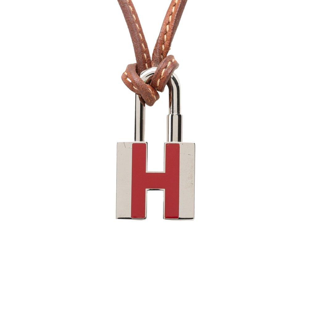 Hermès Palladium Plated Cadena H Lock Charm Padlock Necklace