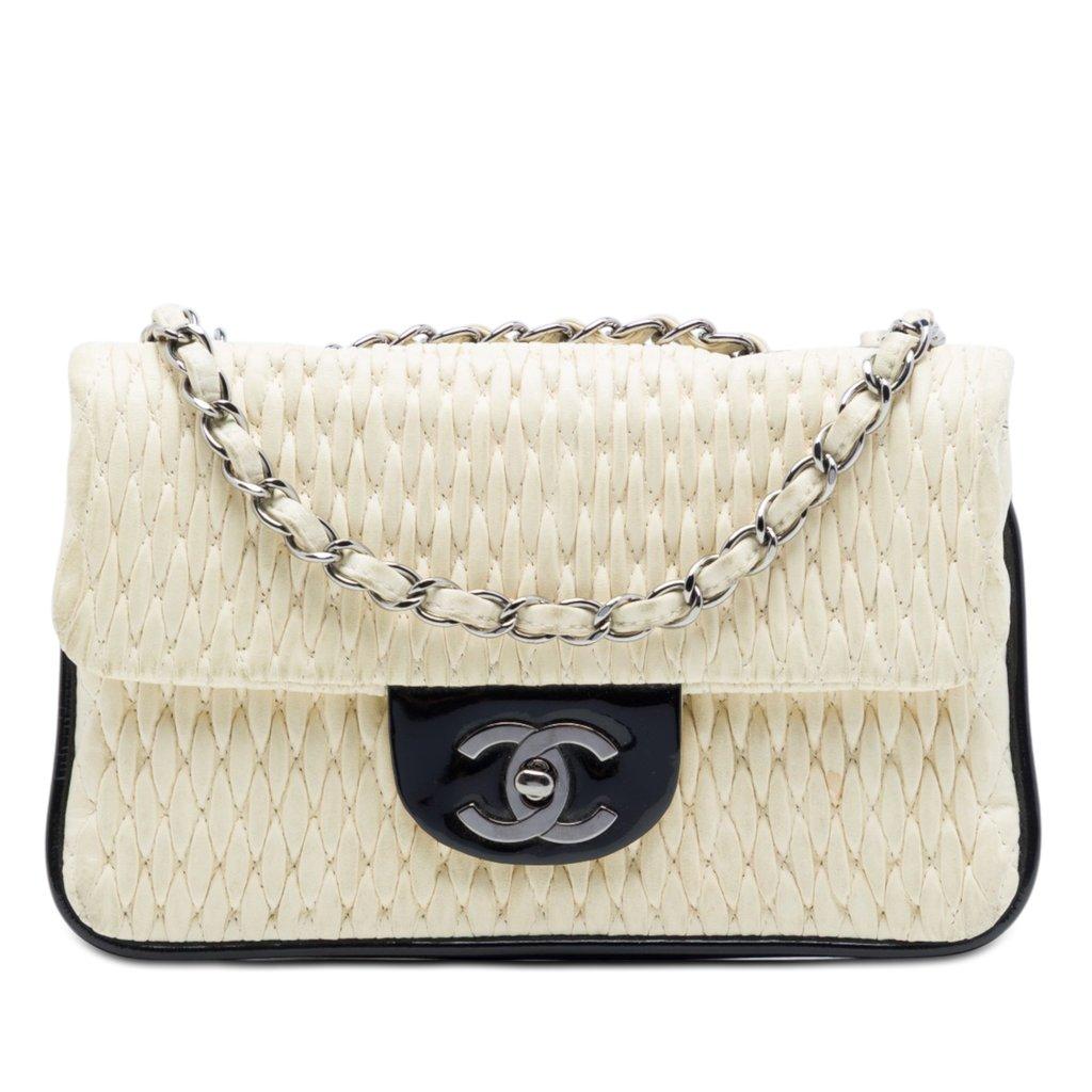 Chanel CC Bicolor Woven Lambskin and Patent Flap