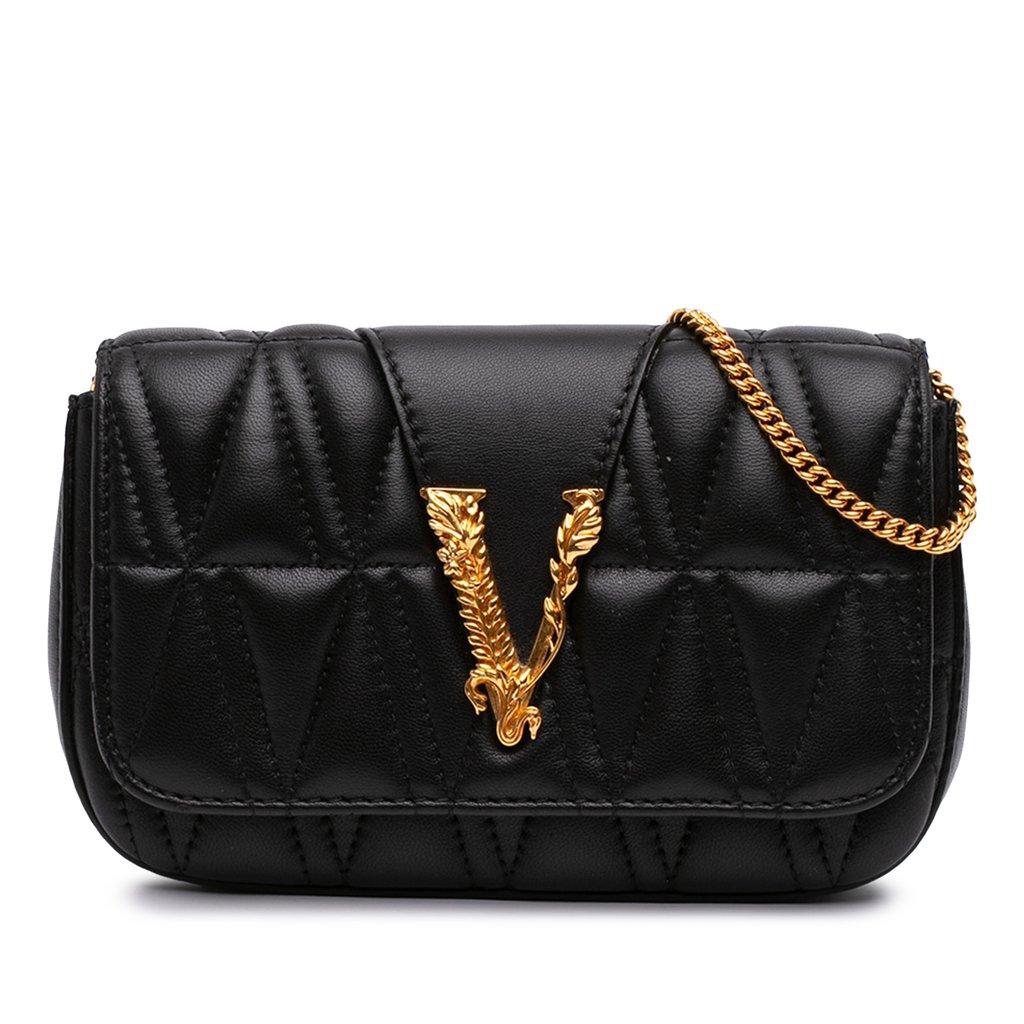 Versace Mini Quilted Leather Virtus V Crossbody