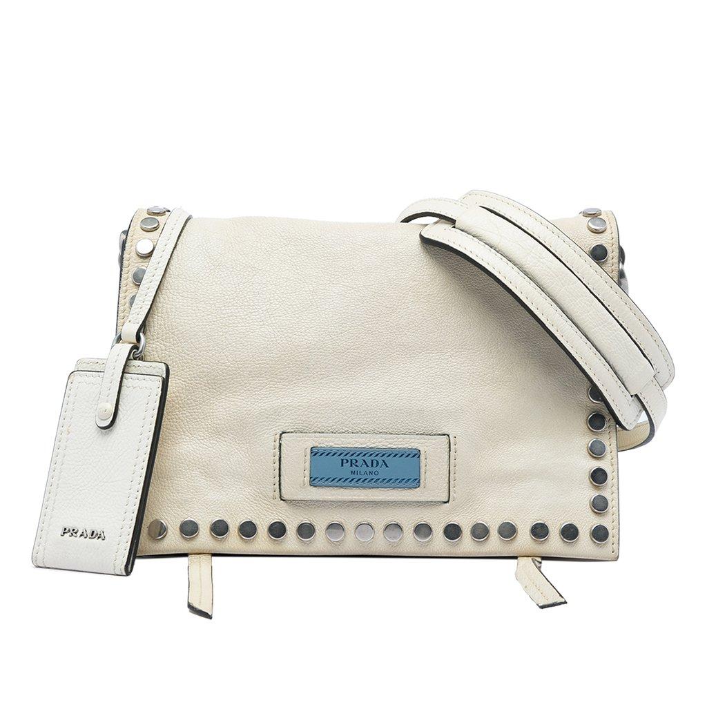 Prada Glace Calfskin Studded Etiquette Flap