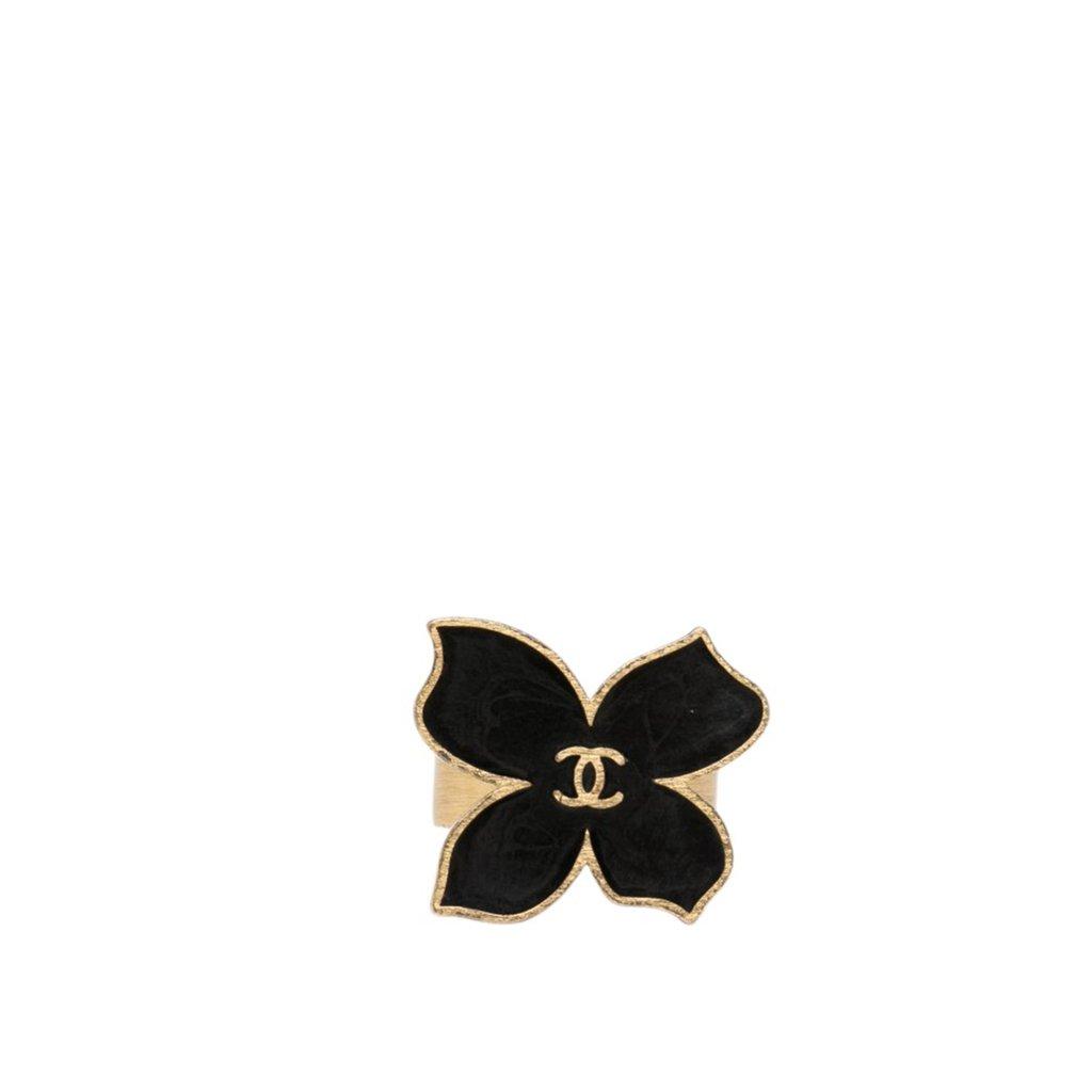 Chanel CC Gold Plated Enamel Butterfly Ring