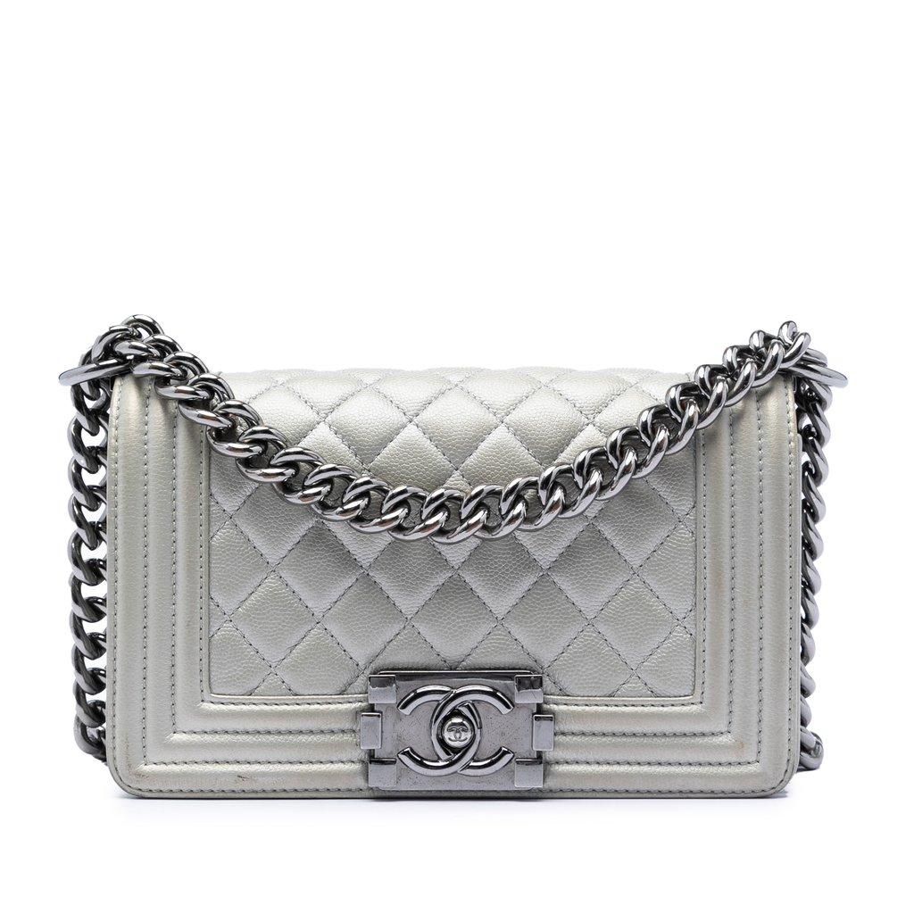 Chanel Small Quilted Metallic Caviar Boy Flap