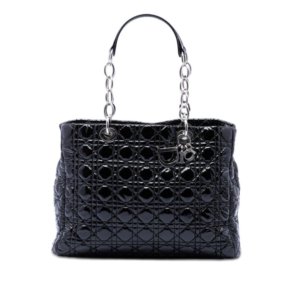 Dior Large Patent Cannage Lady Dior Soft Shopping Tote