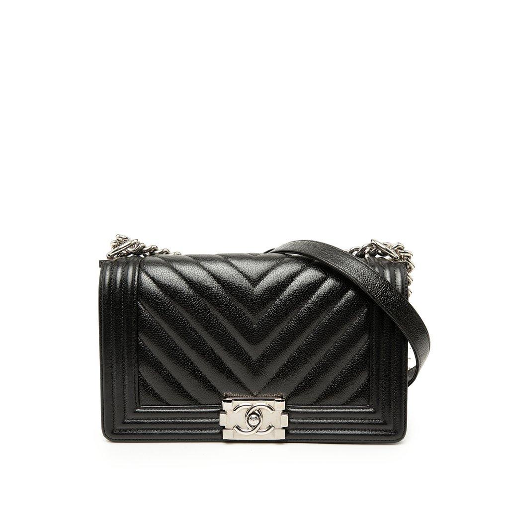 Chanel Old Medium Chevron Caviar Boy Flap