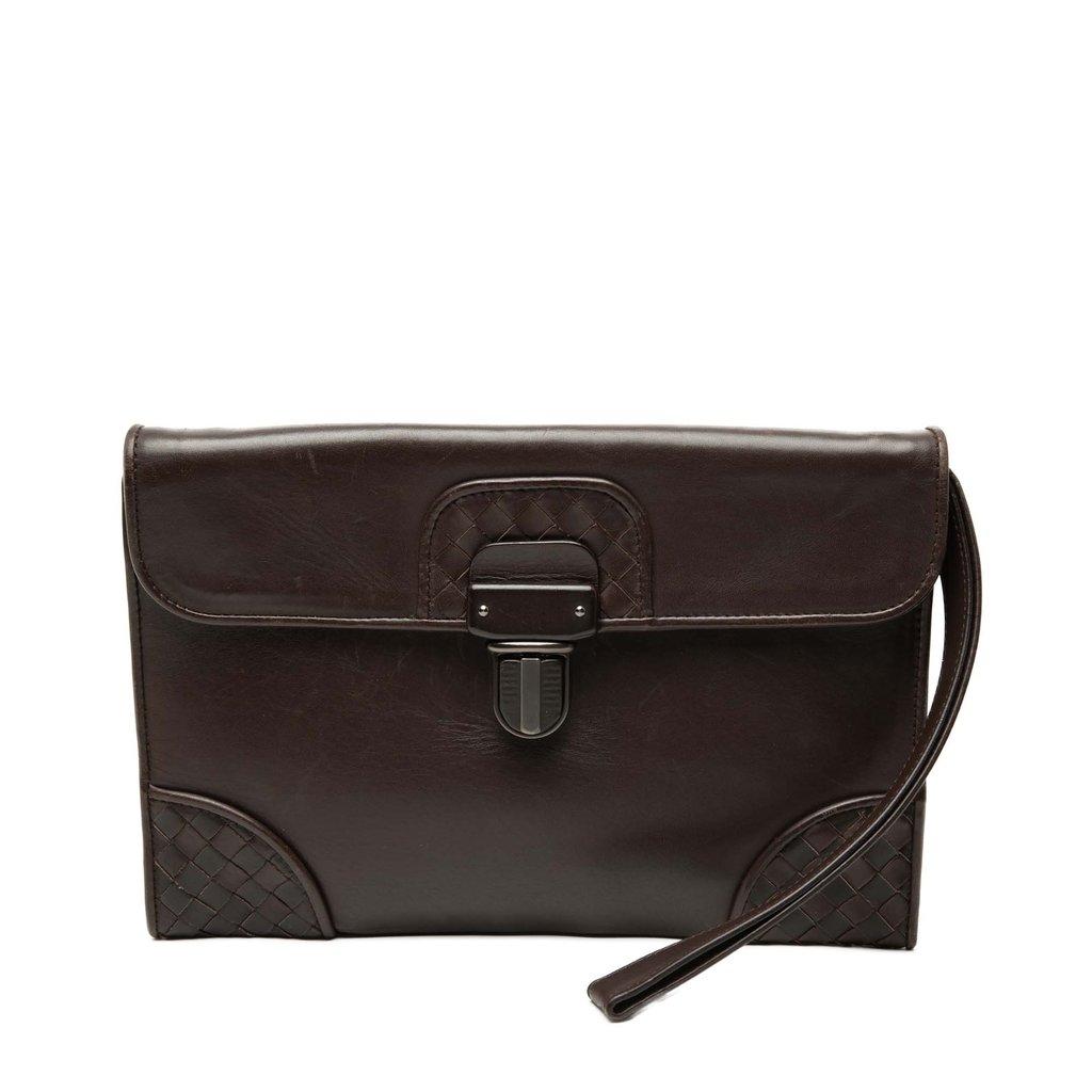 Bottega Veneta Intrecciato Trimmed Leather Clutch