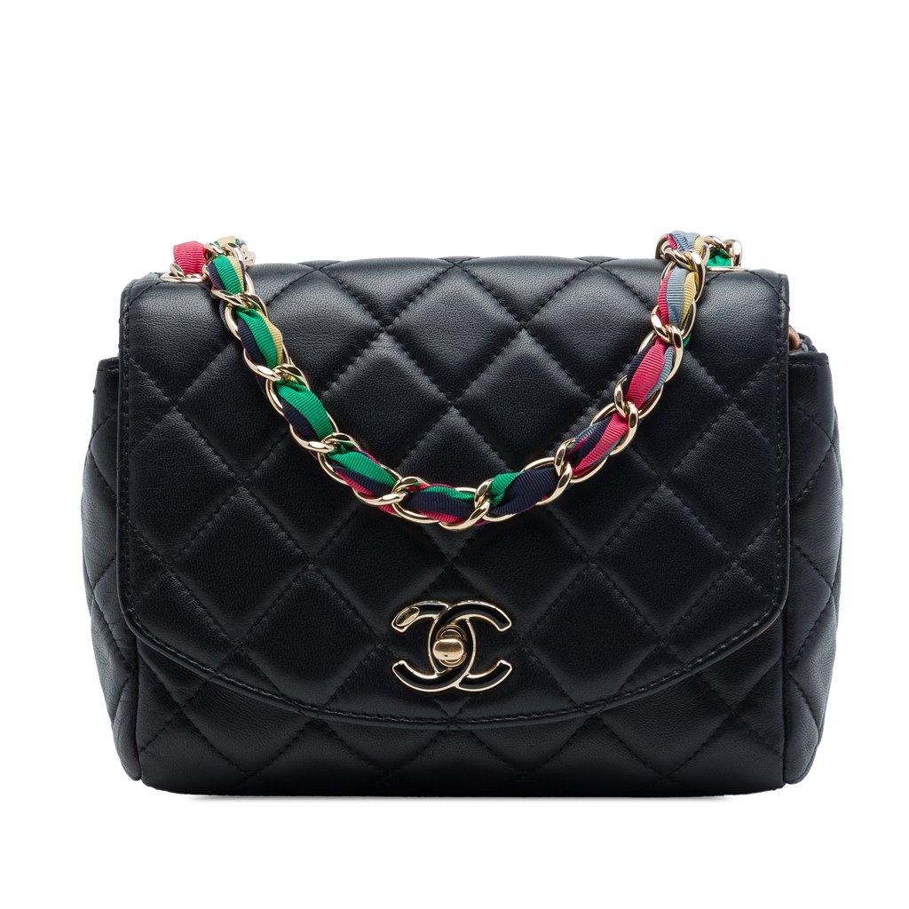Chanel Small Quilted Lambskin Cocovado Ribbon Chain Flap