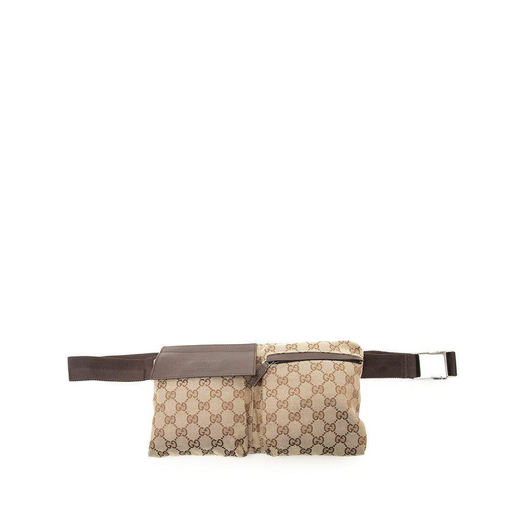 Gucci GG Canvas Double Pocket Belt Bag