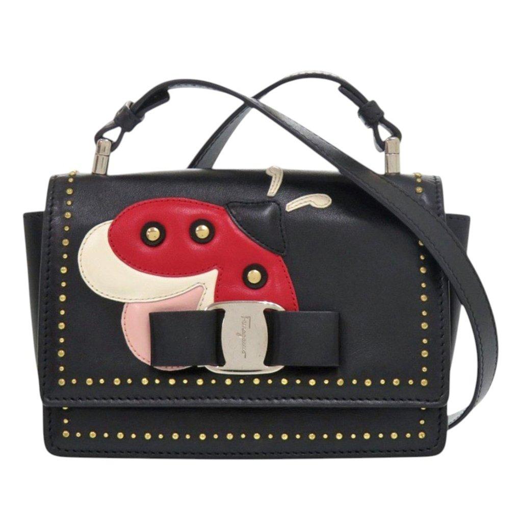 Salvatore Ferragamo Studded Leather Ladybug Vara Bow Crossbody