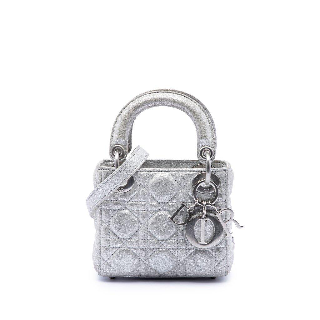 Dior Micro Metallic Calfskin Cannage Lady Dior