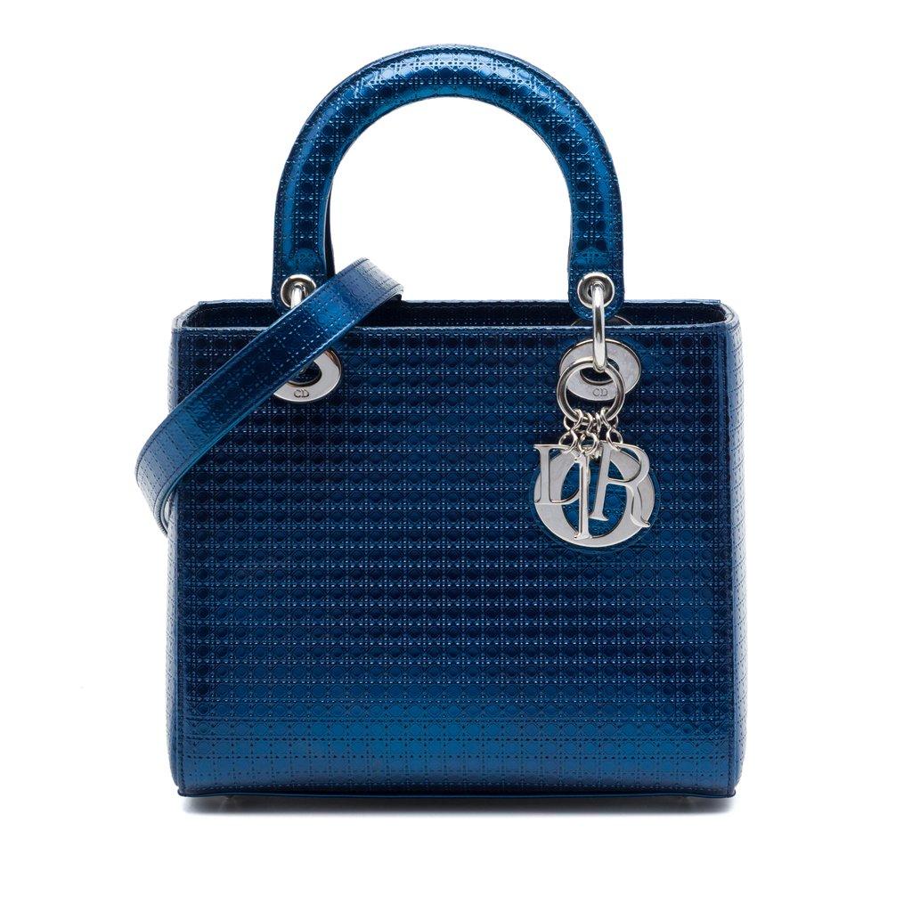 Dior Medium Metallic Patent Microcannage Lady Dior