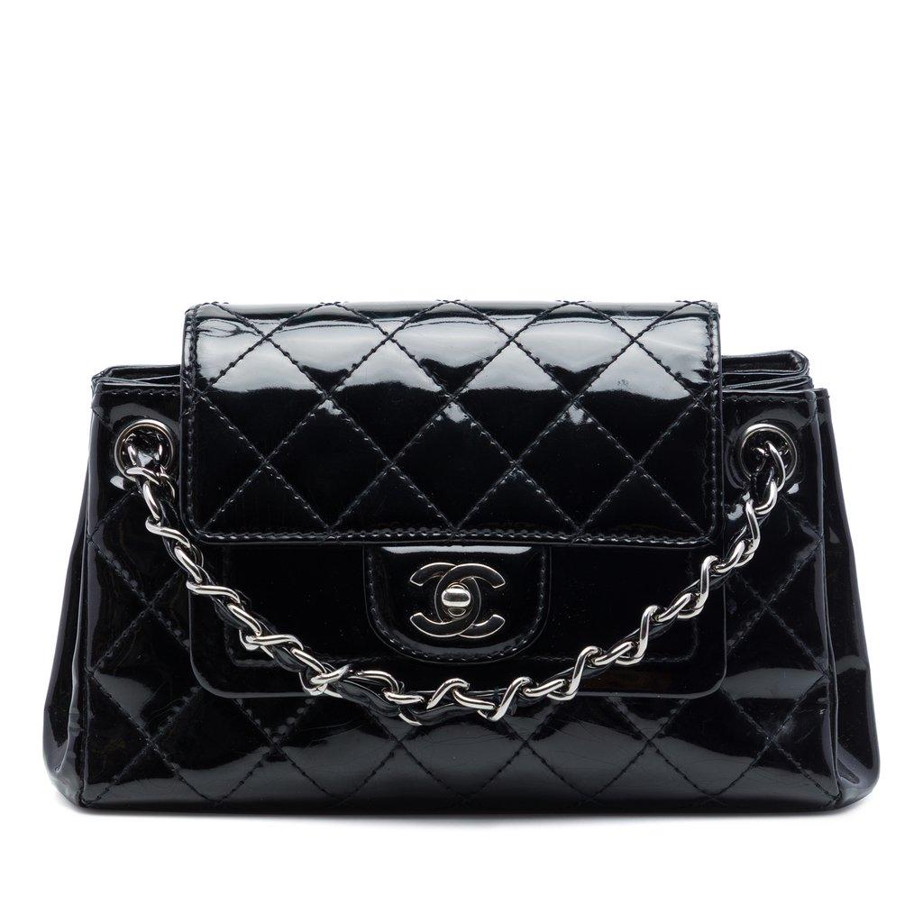 Chanel Small CC Quilted Patent Accordion Double Flap
