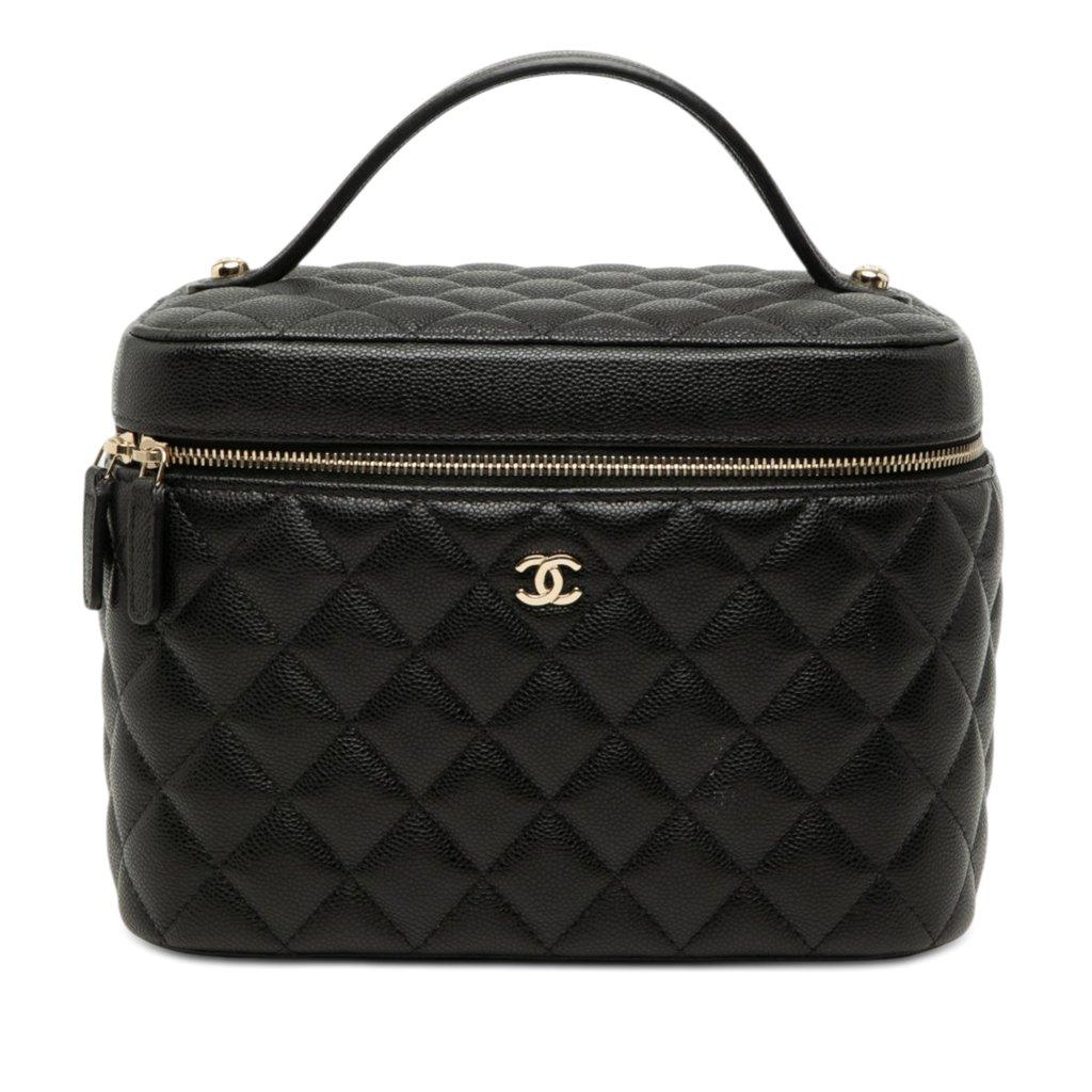 Chanel Medium CC Quilted  Caviar Vanity Case