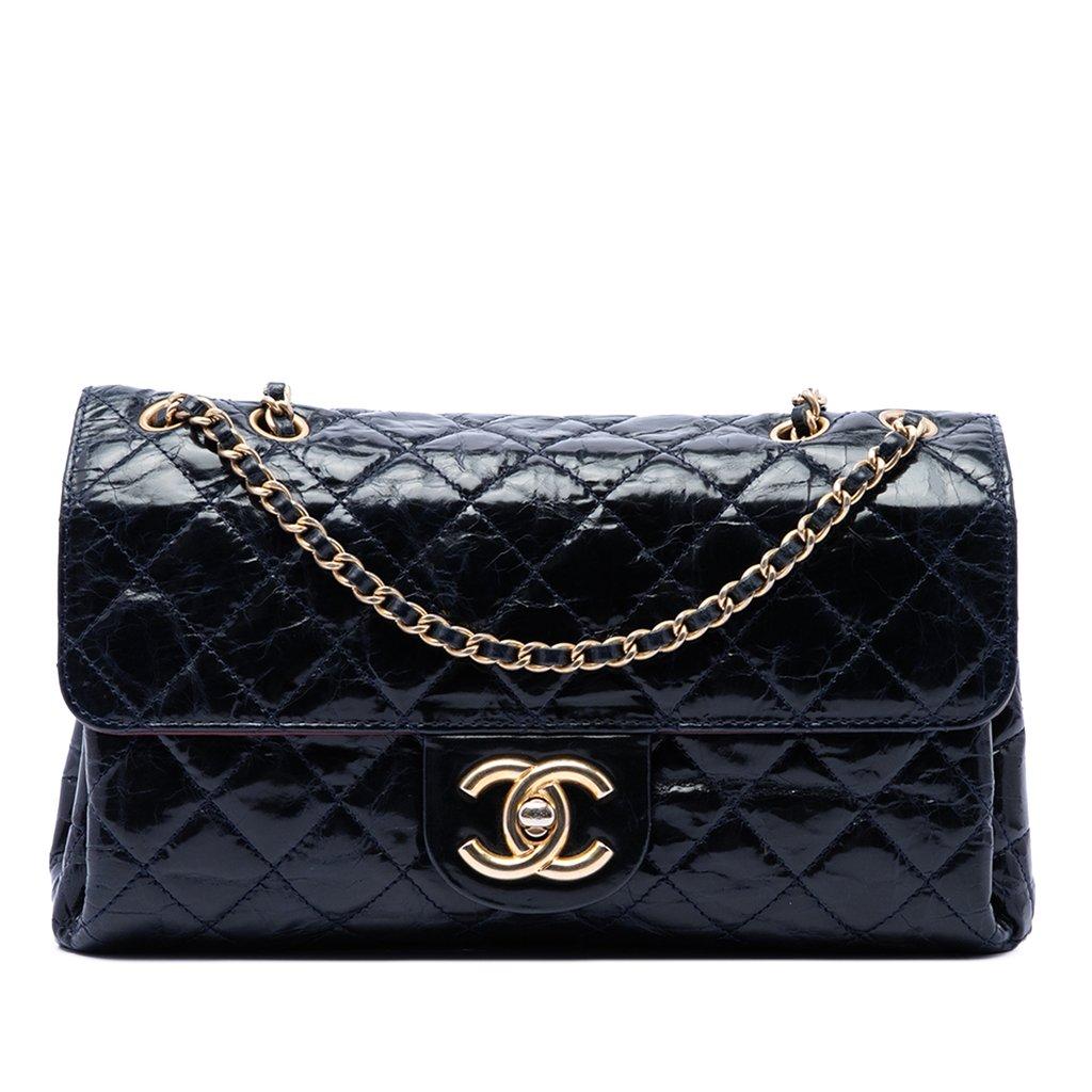 Chanel CC Quilted Aged Glazed Calfskin Accordion Flap