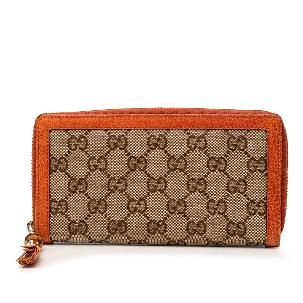 Gucci GG Canvas Bamboo Tassel Zip Around Long Wallet