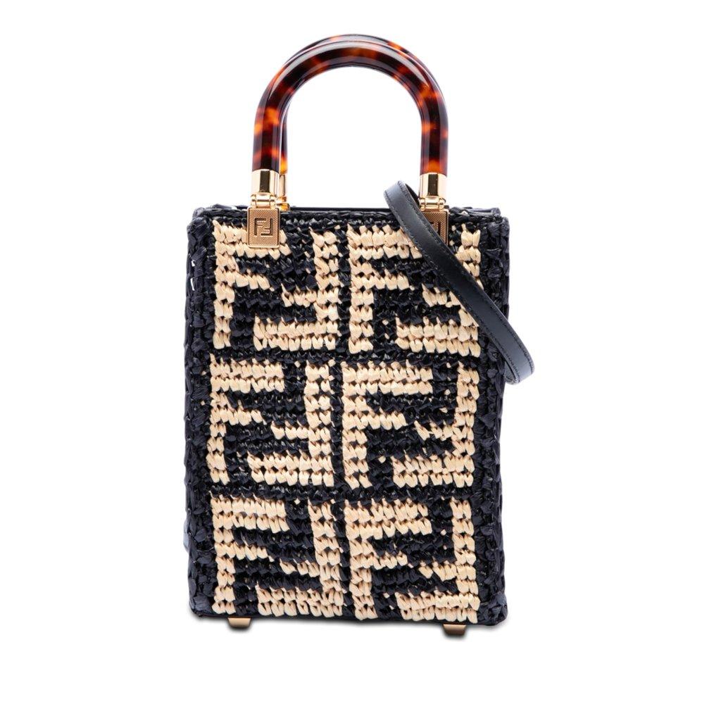 Fendi Mini Zucca Raffia Sunshine Shopper Tote