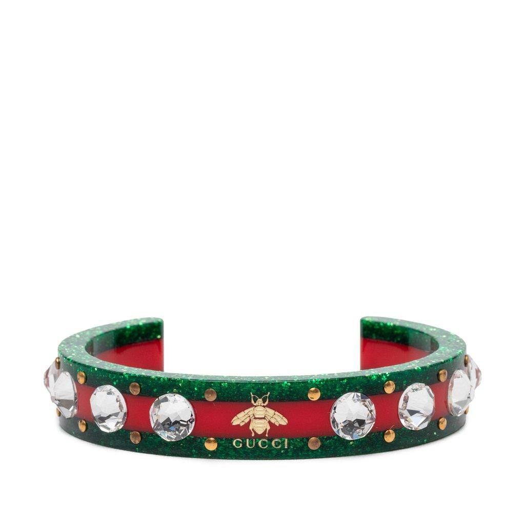 Gucci Resin and Strass Web Bee Cuff Bracelet