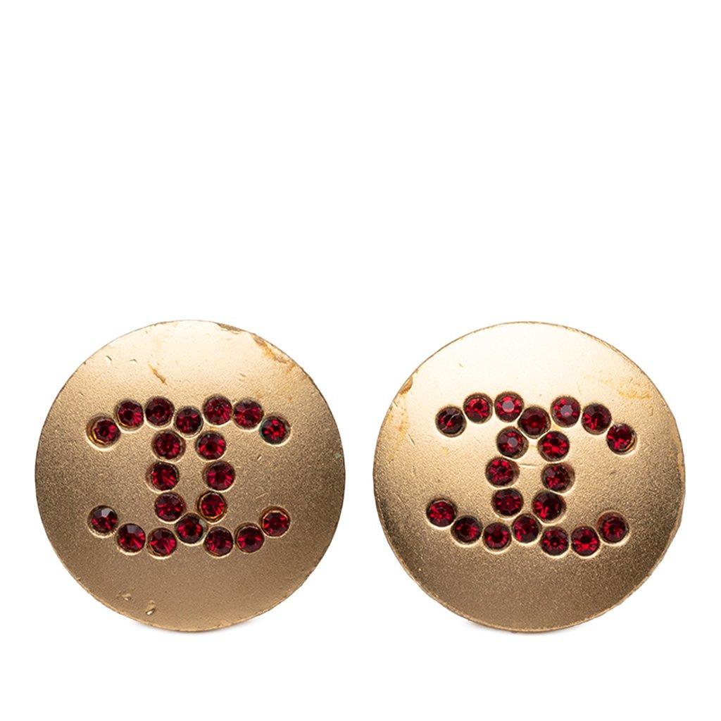 Chanel CC Gold Plated Strass Clip On Earrings