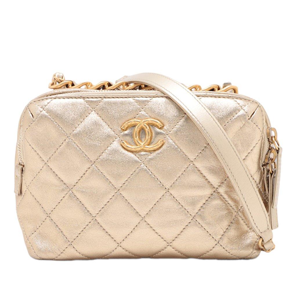 Chanel Mini CC Quilted Metallic Lambskin Bowling Bag