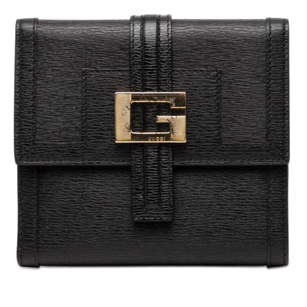 Gucci محفظة ثنائية الطي من جلد العجل المحكم بشعار G المربع