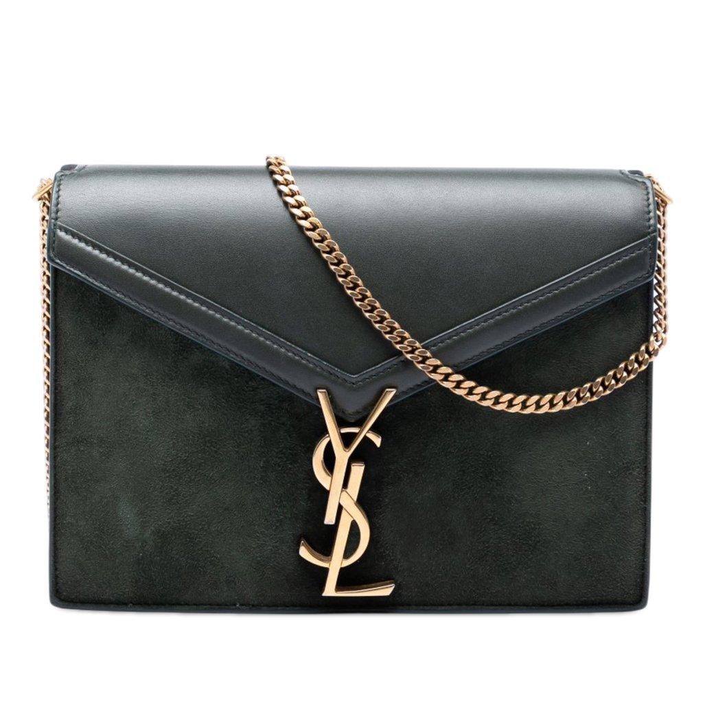 Saint Laurent Suede and Calfskin Monogram Cassandra Clasp Bag