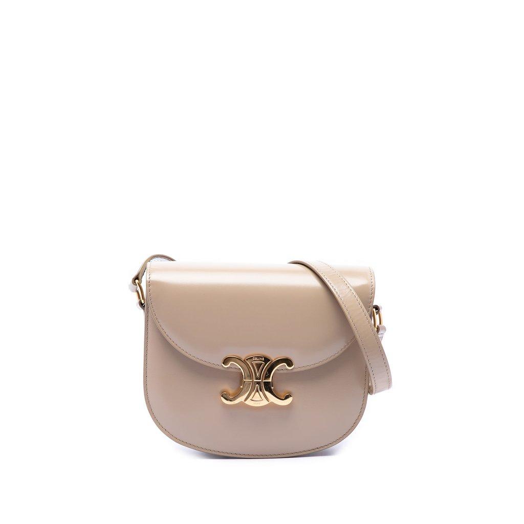 Celine Teen Shiny Calfskin Triomphe Besace Clea Crossbody