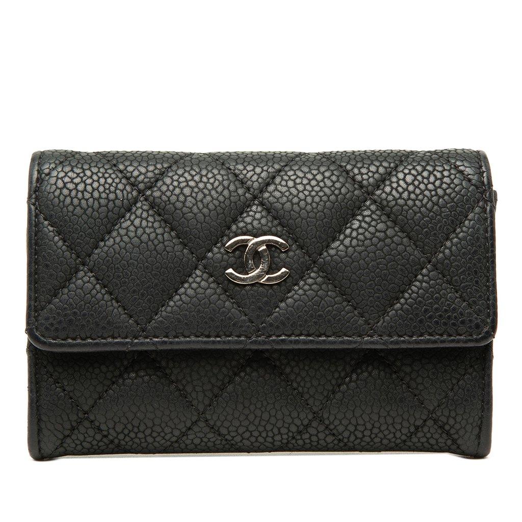 Chanel CC Quilted Caviar Flap Card Holder